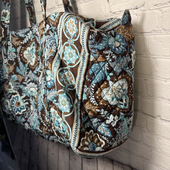 Vera Bradley Duffle  Carry On Tote Gym Bag Java Blue Dbl Handle RETIRED - Picture 4 of 10